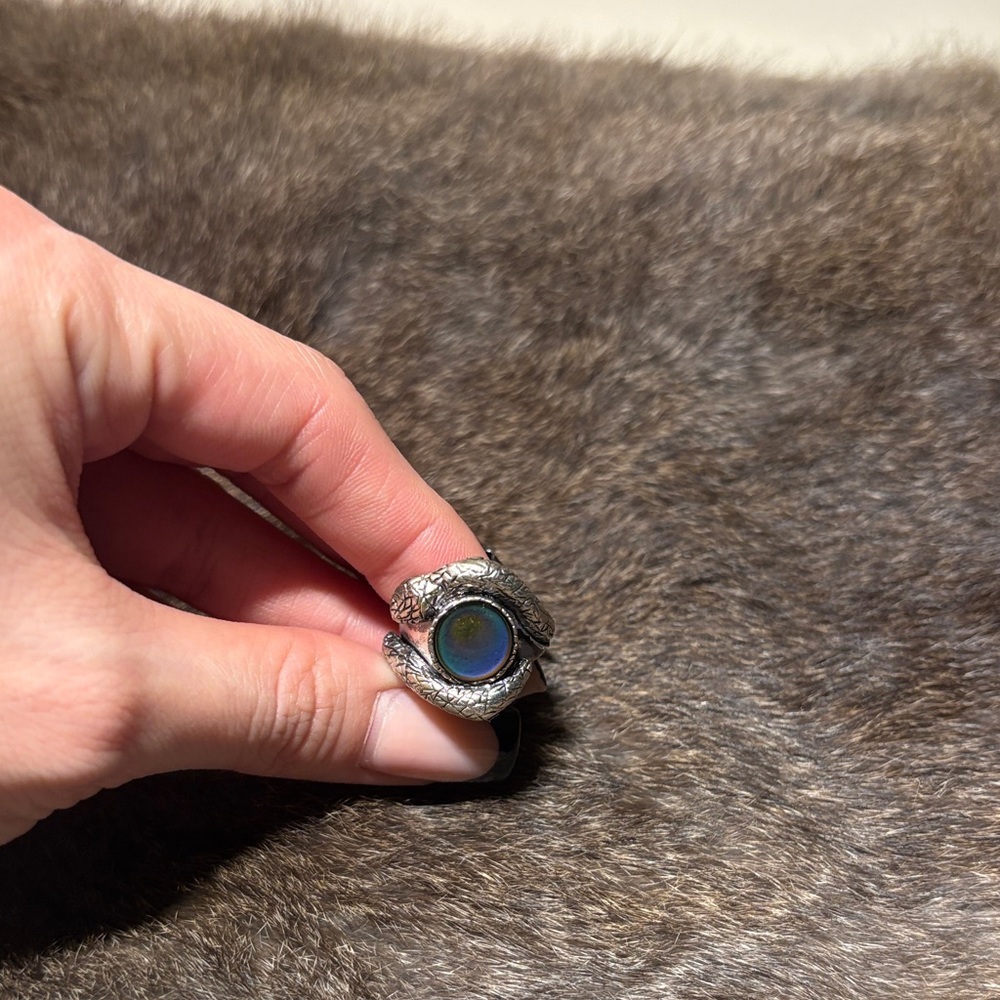 Silver Ring with Iridescent Stone